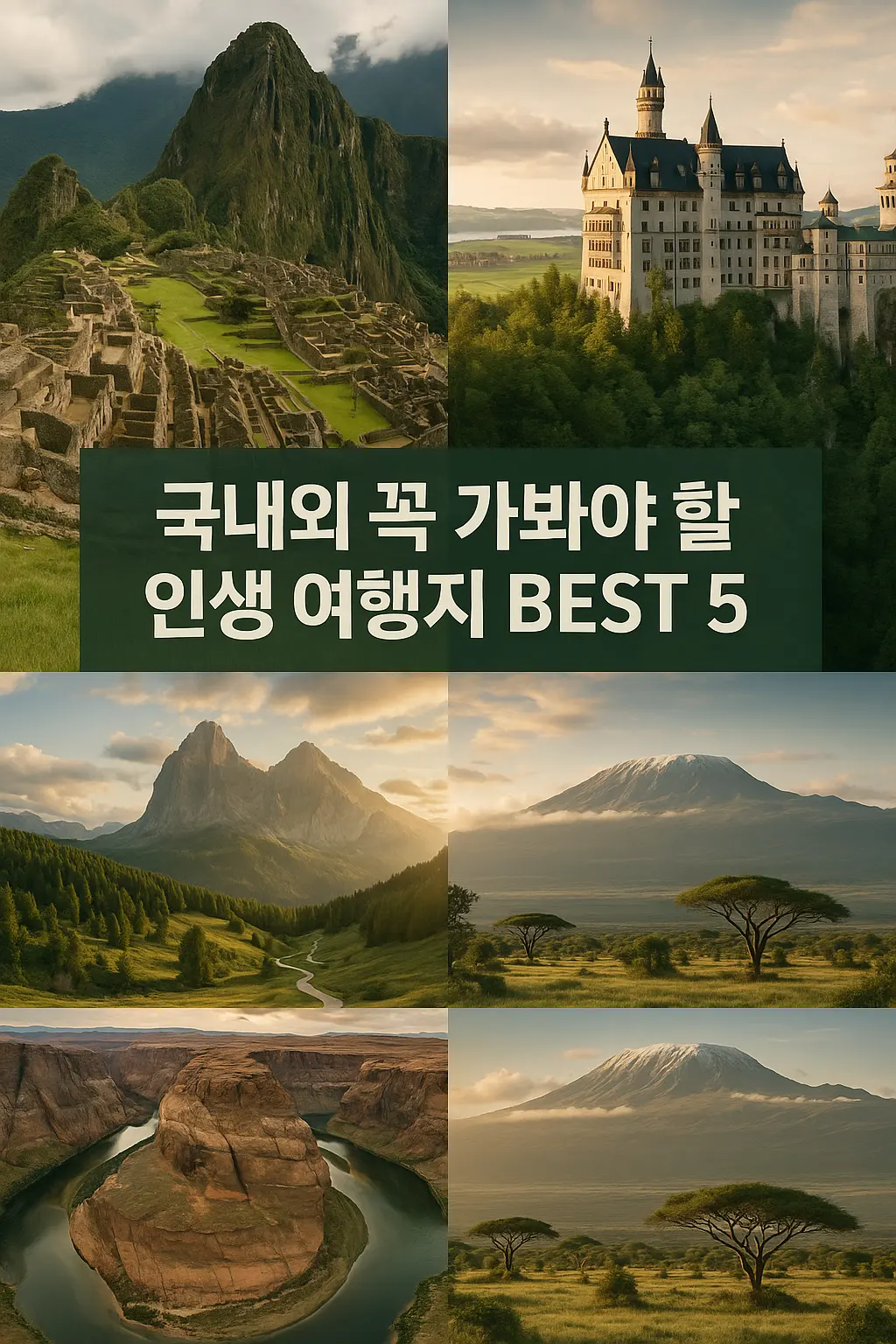 최고의 여행지 5곳 추천 | 국내외 베스트 여행지